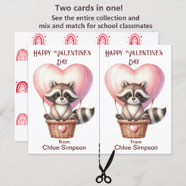Niedliche Raccoon Kinderkarte Valentine Postkarte