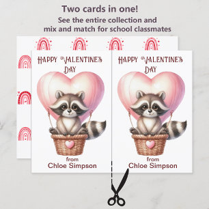 Niedliche Raccoon Kinderkarte Valentine Postkarte