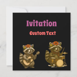 Niedliche Raccoon Music Lover Gitarre spielen Einladung