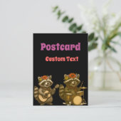 Niedliche Raccoon Music Lover Gitarre spielen Postkarte (Stehend Vorderseite)