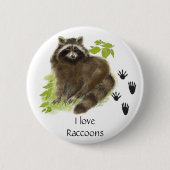 Niedliche Raccoon-Natur Button (Vorderseite)