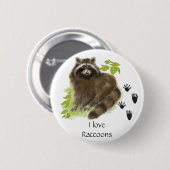 Niedliche Raccoon-Natur Button (Vorne & Hinten)