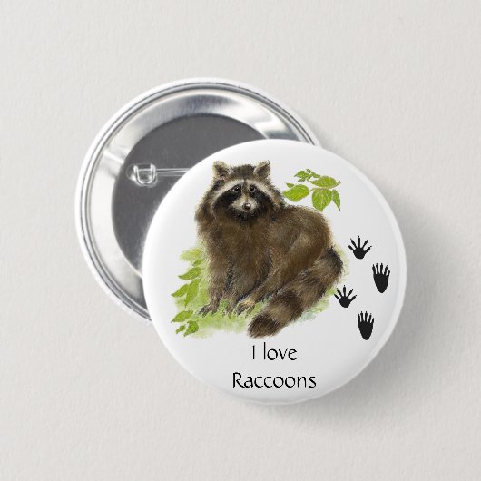 Niedliche Raccoon-Natur Button (Vorne & Hinten)