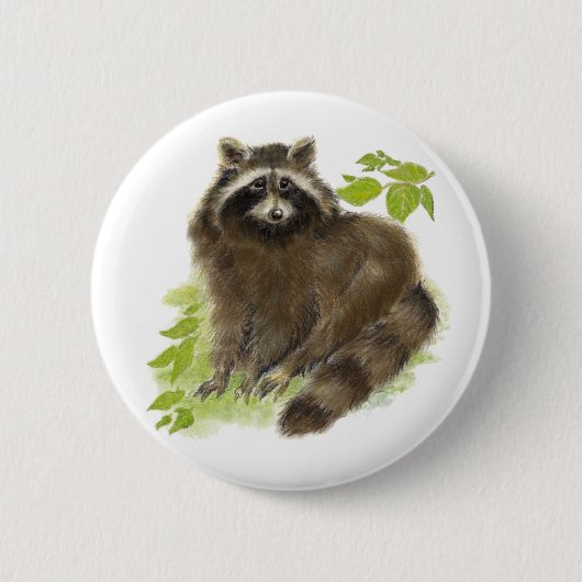 Niedliche Raccoon-Natur Button (Vorderseite)