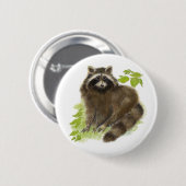 Niedliche Raccoon-Natur Button (Vorne & Hinten)