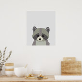 Niedliche Raccoon Neutrale Kinderzimmer Kunst Poster (Küche)