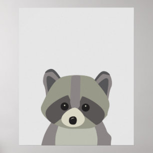 Niedliche Raccoon Neutrale Kinderzimmer Kunst Poster