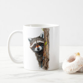 Niedliche Raccoon Peeking Tree Klassische Tasse
