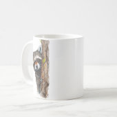 Niedliche Raccoon Peeking Tree Klassische Tasse (Vorderseite Links)