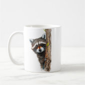 Niedliche Raccoon Peeking Tree Klassische Tasse (Links)