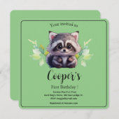 Niedliche Raccoon-Waldtiere Waldfreunde Einladung (Vorne/Hinten)