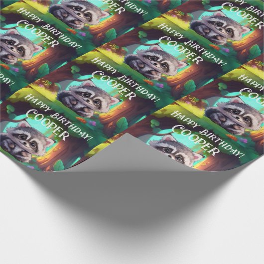 Niedliche Raccoon-Waldtiere Waldfreunde Geschenkpapier (Ecke)