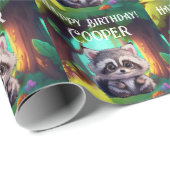 Niedliche Raccoon-Waldtiere Waldfreunde Geschenkpapier (Rolleneckpunkt)