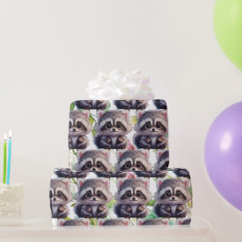 Niedliche Raccoon-Waldtiere Waldfreunde Geschenkpapier