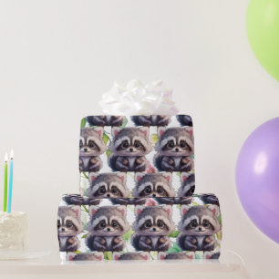 Niedliche Raccoon-Waldtiere Waldfreunde Geschenkpapier