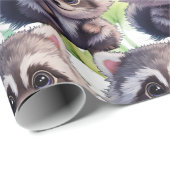 Niedliche Raccoon-Waldtiere Waldfreunde Geschenkpapier (Rolleneckpunkt)