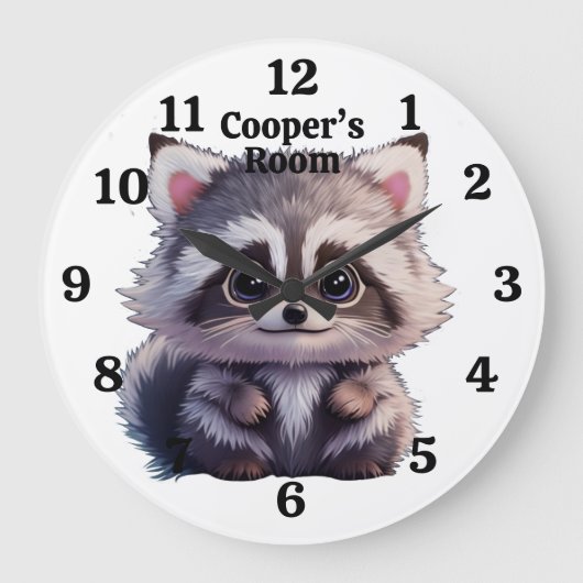 Niedliche Raccoon-Waldtiere Waldfreunde Große Wanduhr (Vorderseite)