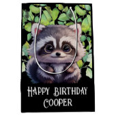 Niedliche Raccoon-Waldtiere Waldfreunde Mittlere Geschenktüte (Vorderseite)