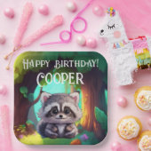 Niedliche Raccoon-Waldtiere Waldfreunde Pappteller (Party)