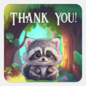 Niedliche Raccoon-Waldtiere Waldfreunde Quadratischer Aufkleber (Vorderseite)