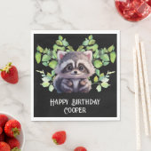 Niedliche Raccoon-Waldtiere Waldfreunde Serviette (Beispiel)