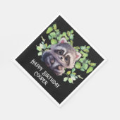 Niedliche Raccoon-Waldtiere Waldfreunde Serviette (Ecke)