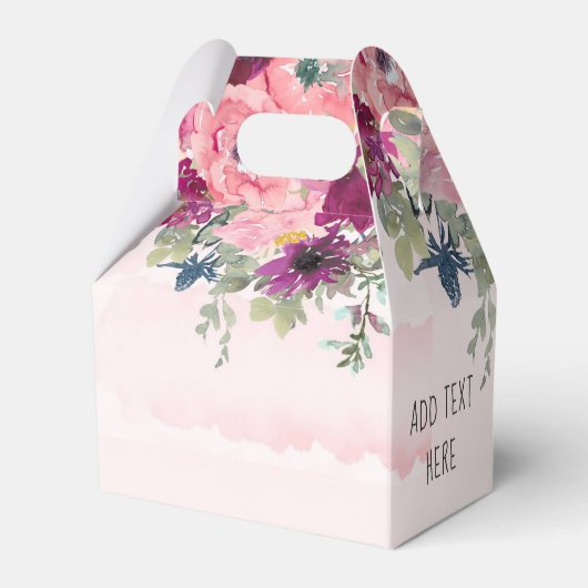 Niedliche Raccoon Wasserfarbe Peony Baby Dusche Geschenkschachtel (Rückseite)