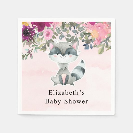 Niedliche Raccoon Wasserfarbenflorentücher Dusche Serviette (Vorderseite)