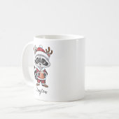Niedliche Raccoon Weihnachtsfeiertage Tasse (Vorderseite Links)