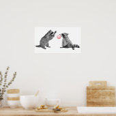 Niedliche Raccoons Blubble Gum Kinderzimmer Child Poster (Küche)