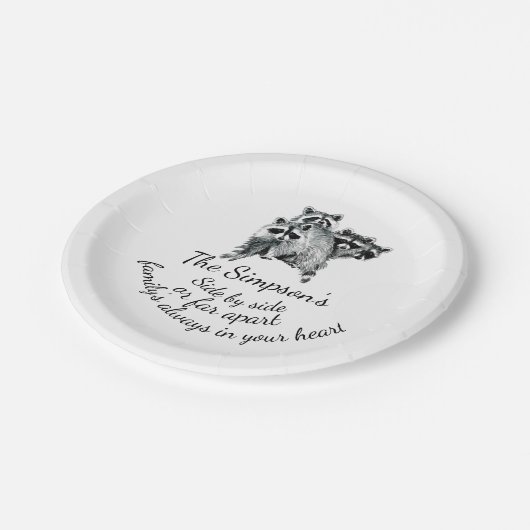 Niedliche Raccoons für Familien immer in Ihrem Her Pappteller (Schrägansicht)