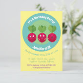 Niedliche Radieschen singen Trio Cartoon Gemüse in Einladung (Stehend Vorderseite)