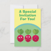 Niedliche Radieschen singen Trio Cartoon Gemüse in Einladung (Rückseite)