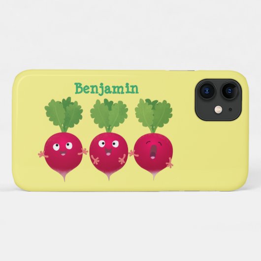 Niedliche Radieschen singend Trio Cartoon Gemüse Case-Mate iPhone Hülle (Rückseite (Horizontal))