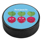 Niedliche Radieschen singend Trio Cartoon Gemüse Eishockey Puck (3/4)