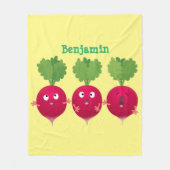 Niedliche Radieschen singend Trio Cartoon Gemüse Fleecedecke (Vorderseite)