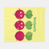 Niedliche Radieschen singend Trio Cartoon Gemüse Fleecedecke (Vorderseite (Horizontal))