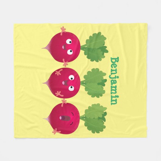 Niedliche Radieschen singend Trio Cartoon Gemüse Fleecedecke (Vorderseite (Horizontal))