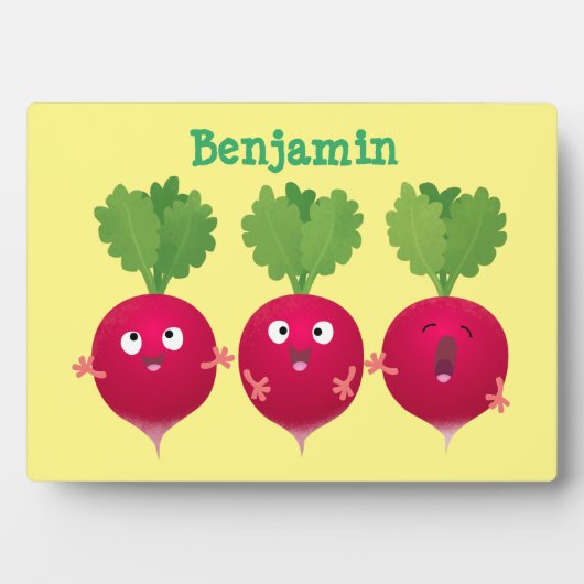 Niedliche Radieschen singend Trio Cartoon Gemüse Fotoplatte (Vorderseite)