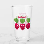 Niedliche Radieschen singend Trio Cartoon Gemüse Glas (Vorderseite)