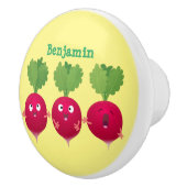 Niedliche Radieschen singend Trio Cartoon Gemüse Keramikknauf (Rechts)