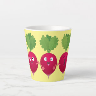 Niedliche Radieschen singend Trio Cartoon Gemüse Milchtasse