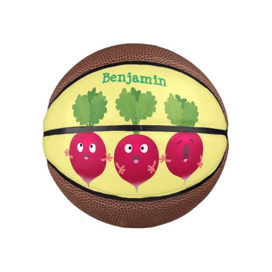 Niedliche Radieschen singend Trio Cartoon Gemüse Mini Basketball (Vorderseite)