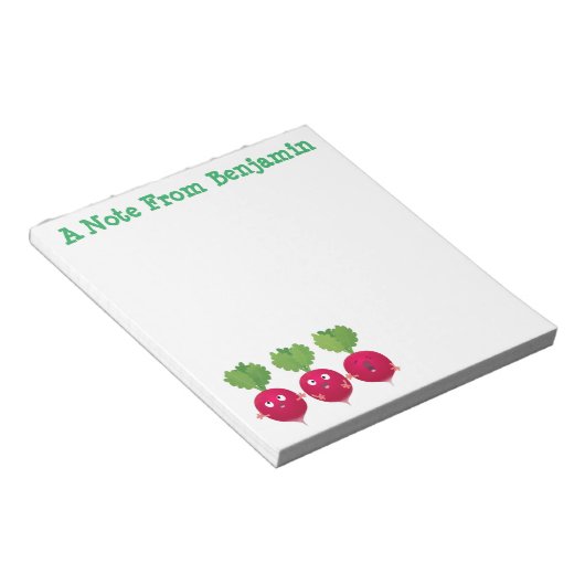 Niedliche Radieschen singend Trio Cartoon Gemüse Notizblock (angewinkelt)