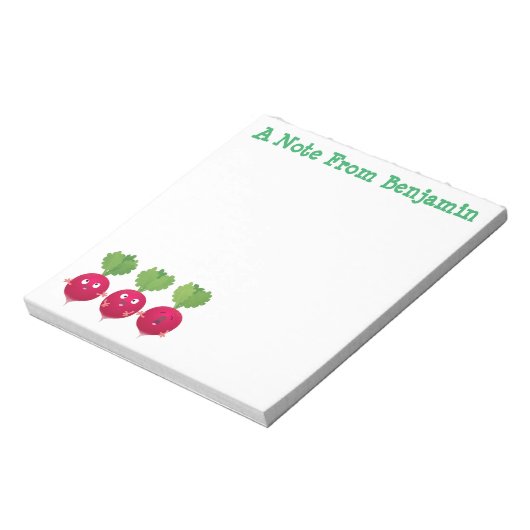 Niedliche Radieschen singend Trio Cartoon Gemüse Notizblock (Rotiert)