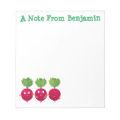 Niedliche Radieschen singend Trio Cartoon Gemüse Notizblock (Vorderseite)