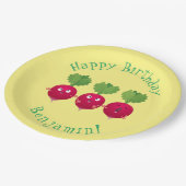 Niedliche Radieschen singend Trio Cartoon Gemüse Pappteller (Schrägansicht)