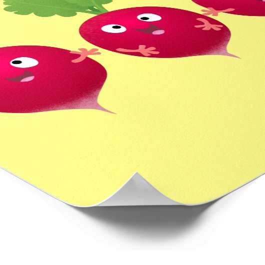 Niedliche Radieschen singend Trio Cartoon Gemüse Poster (Ecke)