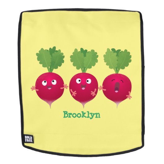 Niedliche Radieschen singend Trio Cartoon Gemüse Rucksack (Abnehmbare Front)