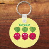 Niedliche Radieschen singend Trio Cartoon Gemüse Schlüsselanhänger (Vorderseite)